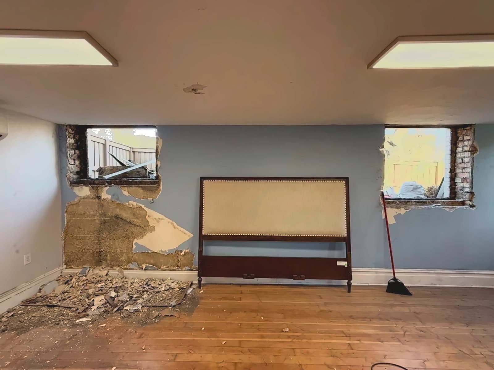 Openings cut back to sound material and prepped — no finish goes over a bad surface.